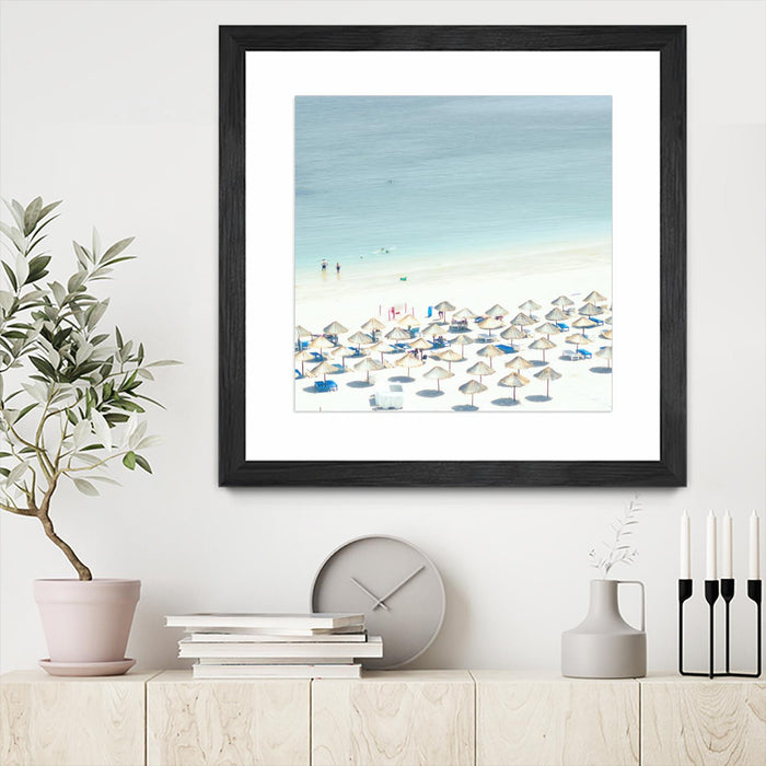 Œuvre d’art murale encadrée noire et mate « Sesimbra I » 36 x 36