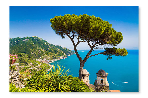  Amalfi Coast 24 po x 36 po : Cadre d'art mural et panneau de tissu