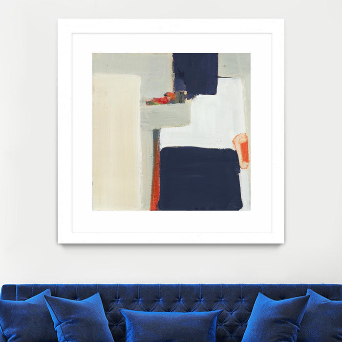 Œuvre d’art murale encadrée blanche et mate « Bay Bridge V1 » 30 x 30