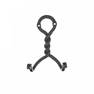 Double Twist Iron Wall Hook Gun Metal - Set of 4 Hooks|Crochet mural en fer gris métallisé avec double torsade - ensemble de 4 crochets