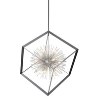 Lustre Sunburst noir mat et chromé à 12 ampoules