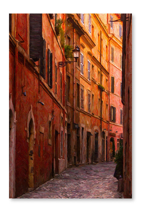  Rome Narrow Street Painting 16 po x 24 po : Cadre d'art mural et panneau de tissu