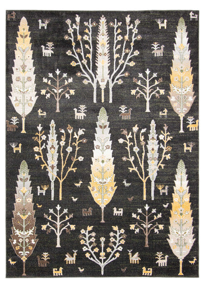Pine Black Machine Washable Area Rug - 8'0" x 10'0"