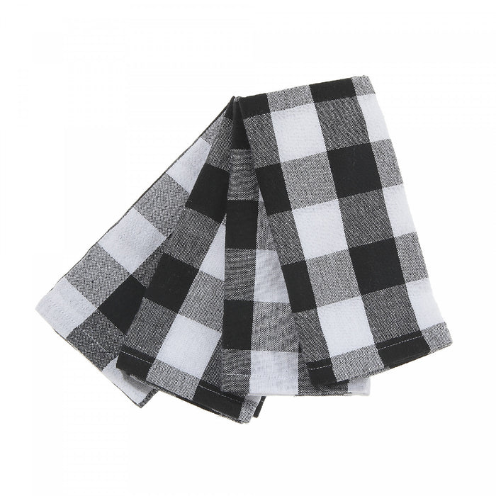 4 serviettes de table en coton à point à carreaux blanc - ensemble de 2