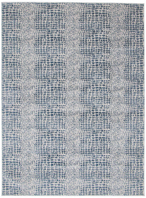 Carpette Kecia bleue/crème 5 pi 3 po x 7 pi 3 po