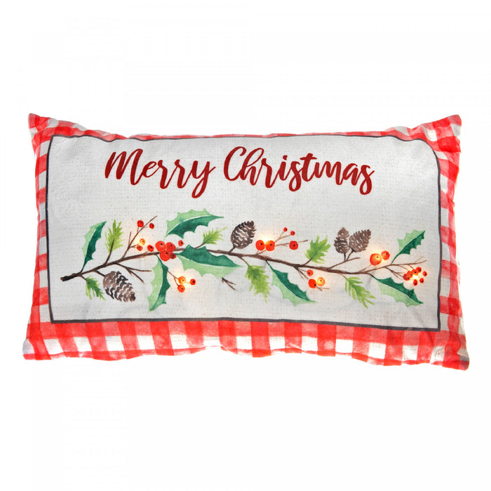 Coussin à DEL « Merry Christmas » 12 x 20 en velours - ensemble de 2 coussins
