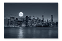  New York City At Night 24 po x 36 po : Cadre d'art mural et panneau de tissu