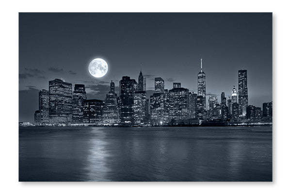   New York City At Night 24 po x 36 po : Cadre d'art mural et panneau de tissu