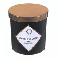 Bougie parfumée noir mat de 7 oz à arôme d’agrumes rafraîchissants avec couvercle - ensemble de 2