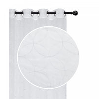 Panneau de rideau transparent en LurexMC brodé de motifs de diamants arrondis blanc - ensemble de 2