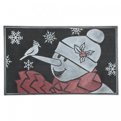 Rubber Snowman Cardinal Floormat|Tapis de plancher avec bonhomme de neige et cardinal, en caoutchouc