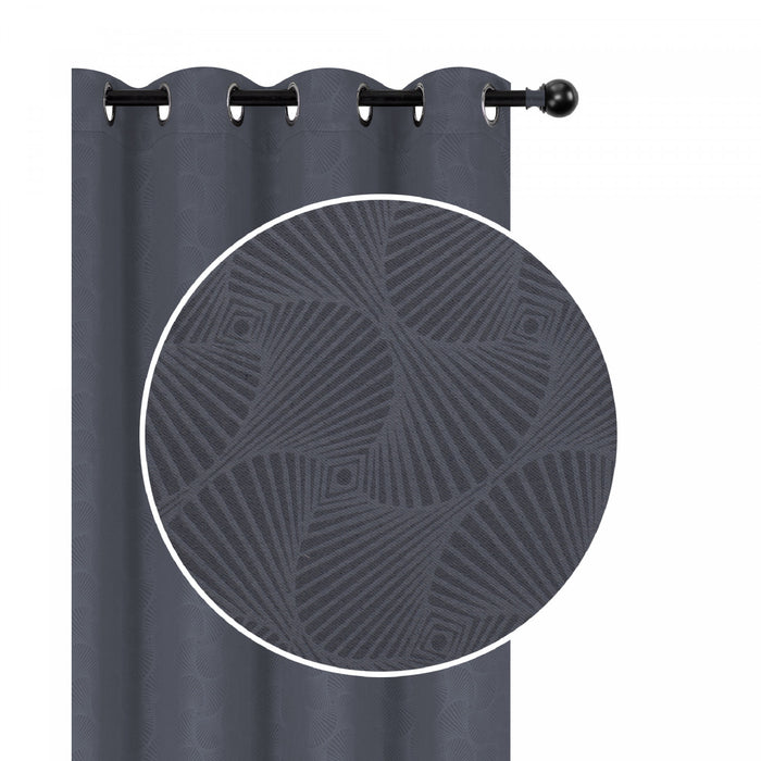 Panneau embossé gris de 84 po à motif de coquillages - ensemble de 2 rideaux et stores