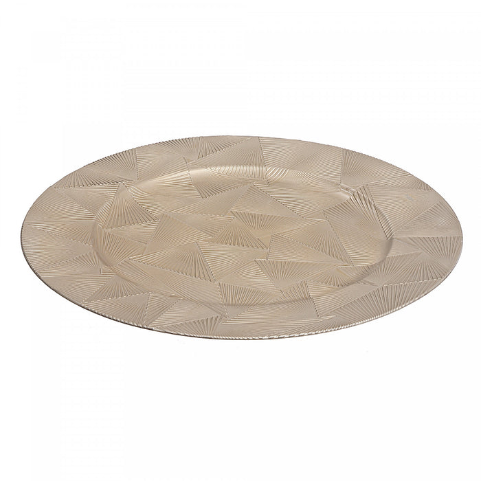 Assiette de présentation de 13 po champagne ornée de triangles - ensemble de 6