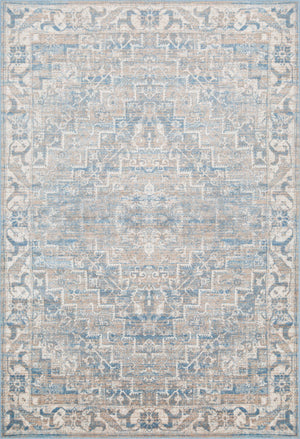 Carpette Shi bleu rétro à motifs de diamants 3 x 5