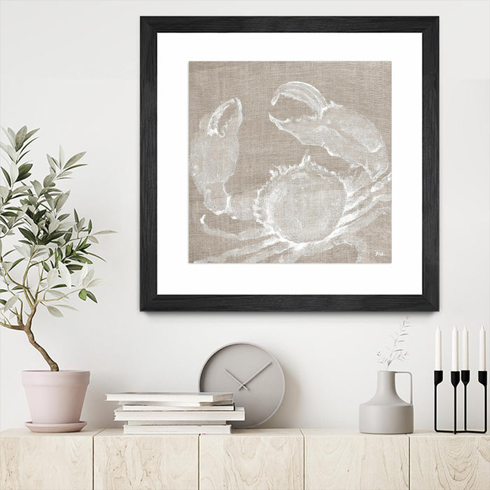 Œuvre d’art murale encadrée noire et mate « Neutral Surf Side I » 30 x 30