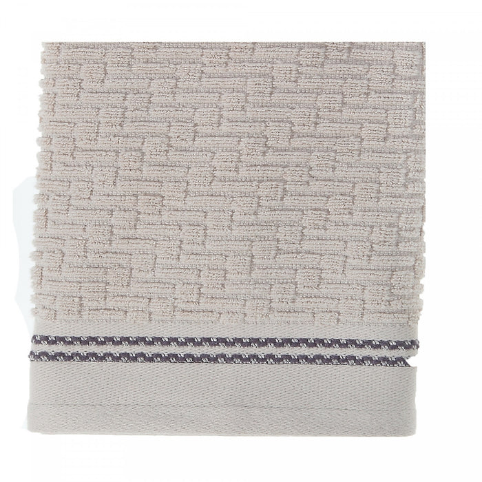 Débarbouillette brodée luxueuse 12 x 12 taupe - ensemble de 6 serviettes