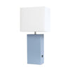 Lampe de table moderne Elegant Designs en cuir avec USB, pervenche