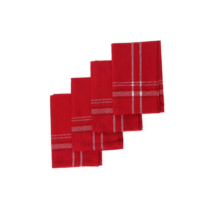 Ensemble de 4 serviettes de table rouges à bordure française