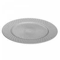 Assiette de présentation de 13 po argentée à motifs de pois et de diamant - ensemble de 6