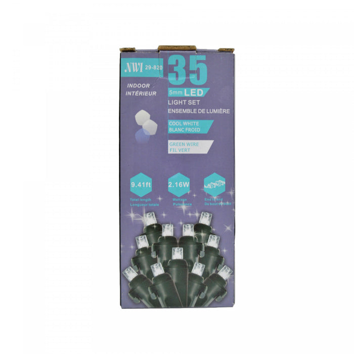 Jeu de 35 lumières à DEL de 5 mm pour l’intérieur avec ampoules blanc froid - ensemble de 2 jeux de lumières de Noël