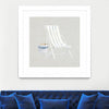 "Serene Seaside Iii Tan" Matted and Framed White 36x36 Wall Art