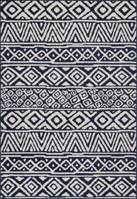 Carpette Lav bleu marine à motifs géométriques 7 x 10