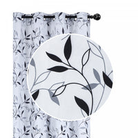 Rideau décoratif de 96 po en polyester orné de feuilles noires - ensemble de 2 rideaux