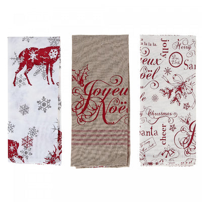 Printed Joyeux Noel Cotton Kitchen Towel |Linge à vaisselle imprimé « Joyeux Noël » en coton