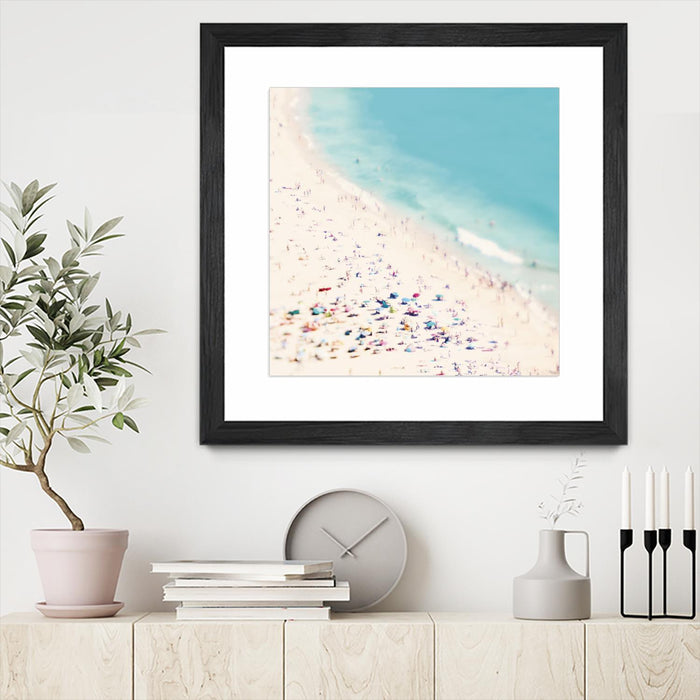 Œuvre d’art murale encadrée noire et mate « Beach Love » 30 x 30