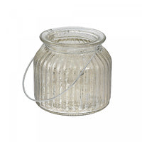 Petit bougeoir pour bougie chauffe-plats en verre de mercure côtelé