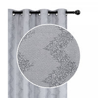Rideau de 96 po gris en jacquard à motif de chevron - ensemble de 2
