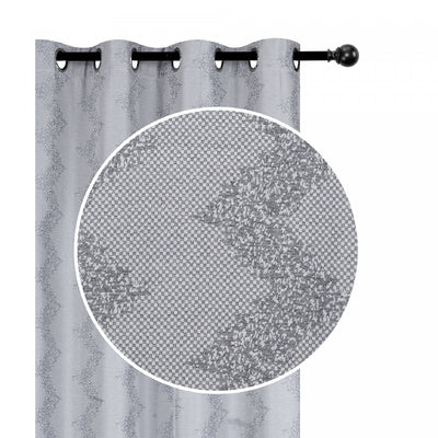 Jacquard Panel Chevron Grey 96" - Set of 2 Drapes and Blinds|Rideau de 96 po gris en jacquard à motif de chevron - ensemble de 2