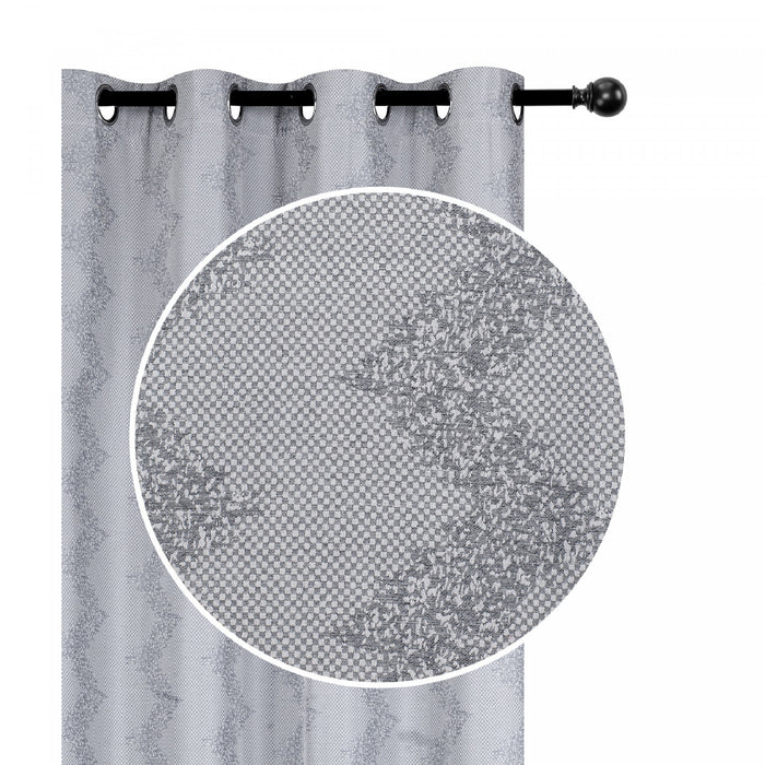 Rideau de 96 po gris en jacquard à motif de chevron - ensemble de 2