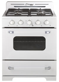 Cuisinière gaz propane Classic Rétro hors réseau par Unique 30 po avec allumage à pile - UGP-30CR OF1 W