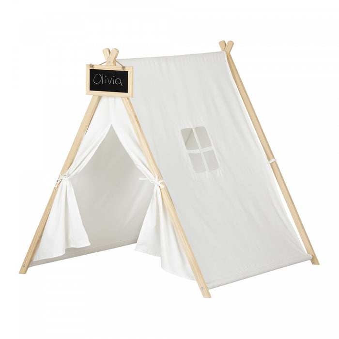 Sweedi Tente de jeu avec tableau - Blanc et Naturel