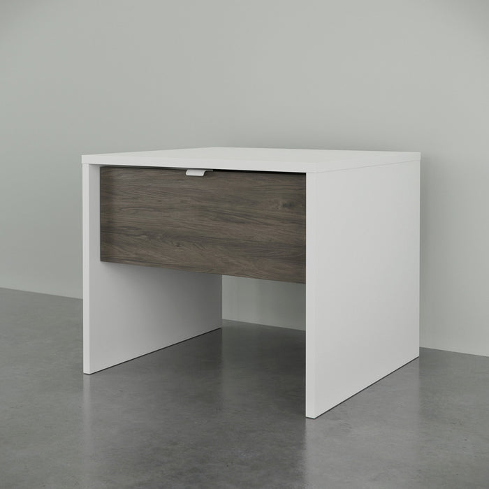 Table de nuit Nordika - blanche et grise