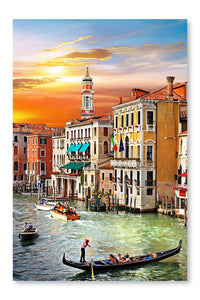 Venice Building 28 po x 42 po : Oeuvre d’art murale en panneau de tissu sans cadre