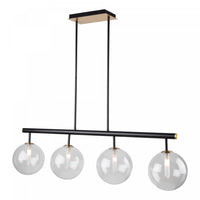 Luminaire suspendu pour îlot Aurelia noir et laiton mat à 4 ampoules