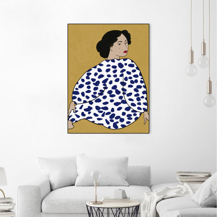Œuvre d’art murale sur toile encadrée noire « Happy Girl » 24 x 32