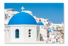 Blue Domes in Oia - Santorini 16 po x 24 po : Oeuvre d’art murale en panneau de tissu sans cadre