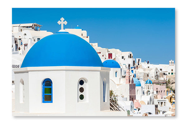 Blue Domes in Oia - Santorini 16x24 Wall Art Fabric Panel Without Frame