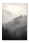 Foggy Forest 16 po x 24 po : Oeuvre d’art murale en panneau de tissu sans cadre