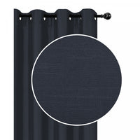Panneau en similisoie bleu marine avec 8 œillets - ensemble de 2 rideaux et stores