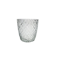 Bougeoir rond en verre à motif de diamants - ensemble de 4