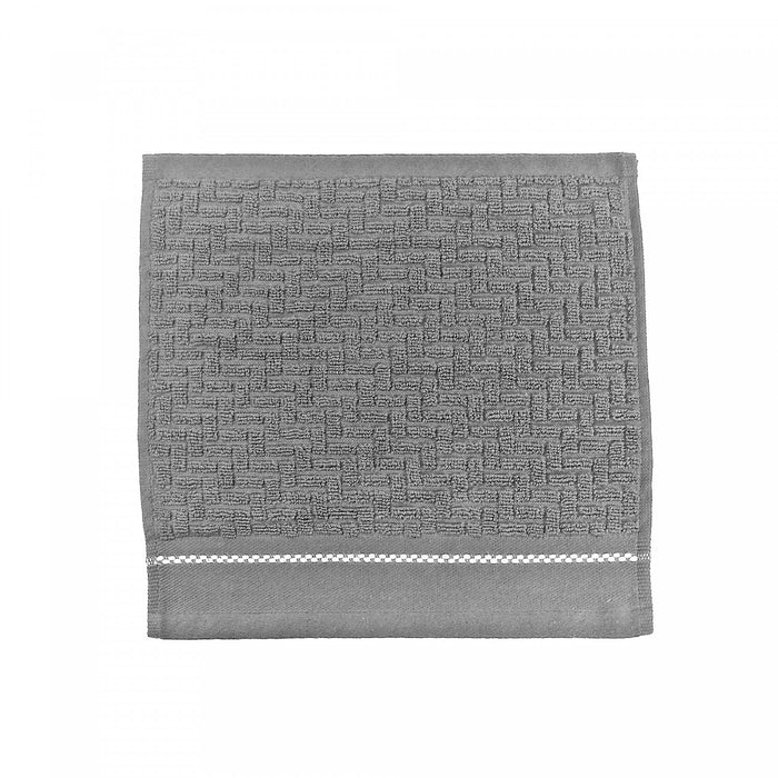 Débarbouillette brodée luxueuse 12 x 12 gris froid - ensemble de 6 serviettes