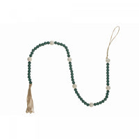 Guirlande de Noël double verte avec perles en bois