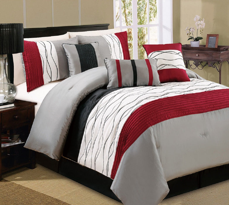 Ensemble d'édredon Chincha 7 pièces pour grand lit – rouge