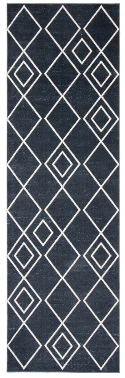 Kenza Blue Machine Washable Area Rug - 2'6" x 8'0"