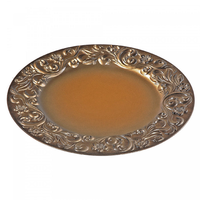 Assiette de présentation doré brossé de style baroque