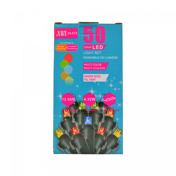 Jeu de 50 lumières à DEL de 5 mm pour l’intérieur et l’extérieur avec ampoules multicolores - ensemble de 2 jeux de lumières de Noël